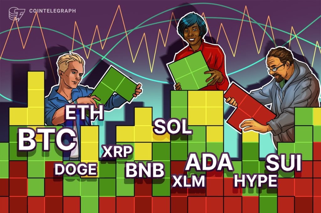 Price predictions 8/8: BTC, ETH, XRP, BNB, SOL, DOGE, ADA, HYPE, XLM, SUI